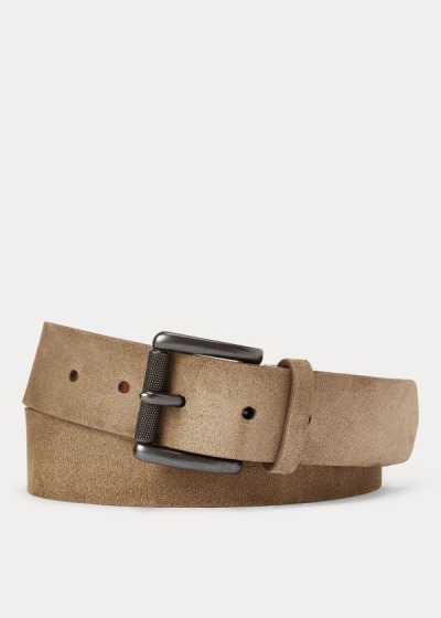 Cinturones Ralph Lauren Hombre Kaki - Suede Roller-Buckle - APRCY7835